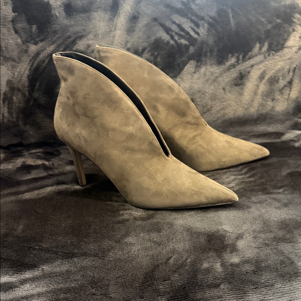Topshop Taupe Pointed Suede Ankle Boots